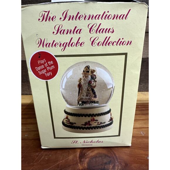 The International Santa Claus Collection St. Nicholas Greece Snowglobe In Box - Picture 8 of 8